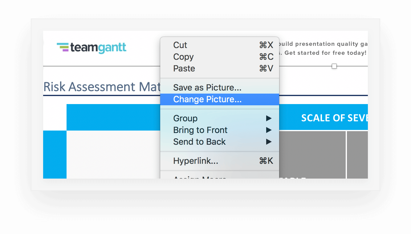 Changing out the company logo in your Excel risk matrix template