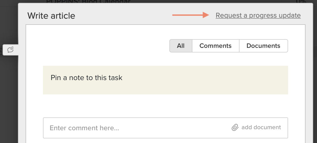 request a progress update on overdue blog content