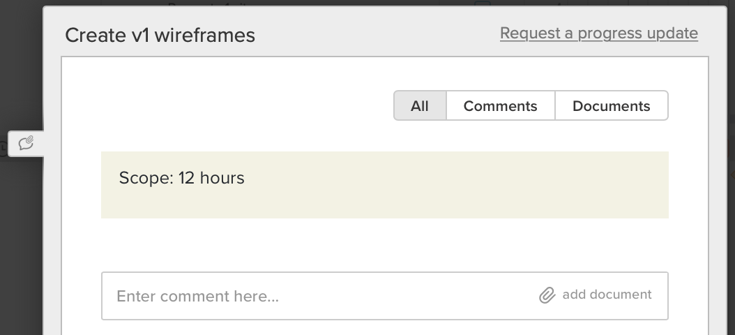 screenshot of scope details added to the task notes in TeamGantt